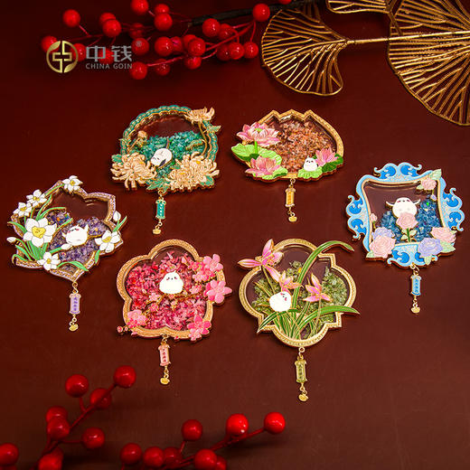 南昌印钞 花卉主题碎钞流沙冰箱贴 钞艺文创 商品图0