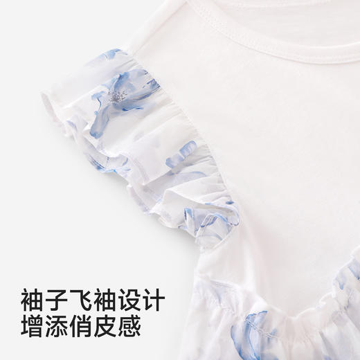 【商场同款】英氏儿童衣服女童夏季百搭短袖T恤防蚊圆领套头衫 商品图4