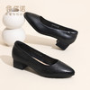 简约风黑色尖头浅口单鞋女粗跟通勤百搭工作鞋X6C153-20 商品缩略图1