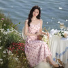 西遇粉色碎花吊带连衣裙女2026春季新款温柔风浪漫印花中长大摆裙E0060178 商品缩略图4