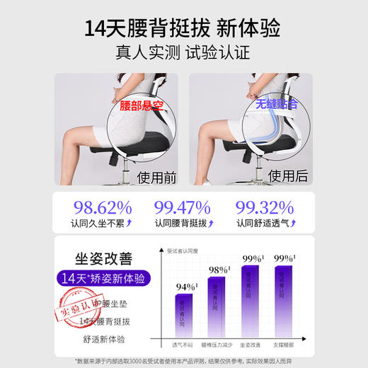 【矫正坐姿】思菲其人体工学护腰坐垫 分区承托 科学护脊护腰 舒适包裹腰椎 久坐不累 商品图6