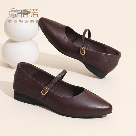 复古风一字扣带玛丽珍鞋女平底尖头单鞋软底配裙子工作鞋X6C002-16 商品图3