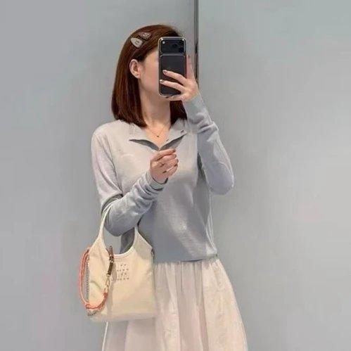 重磅渠道   奶呼呼半开领毛衣  baby雾蓝羊毛针织长袖 商品图3