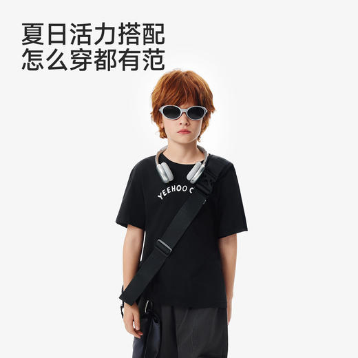 英氏儿童衣服男童夏季短袖圆领T恤宝宝A类一等品卡通新款上衣 商品图2