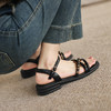 阿么手工女鞋夏季新款外穿软底露趾一字带凉鞋女款仙女风百搭3CM 商品缩略图3