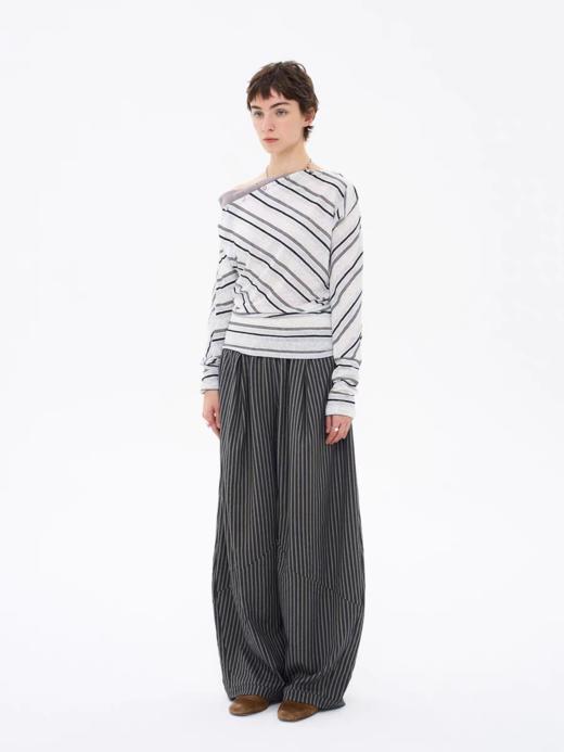 local tag/lt26ssk26/纽约散步 镂空织带拼腰条纹裤 商品图2