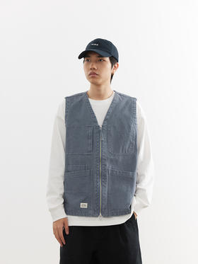 吃茶去chichaqu26春夏全棉重磅洗水做旧马甲复古工装街头男女