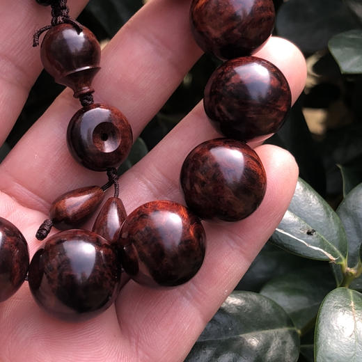 【青山特惠】1.8*13颗海南黄花梨紫油梨满褶皱水波老料文玩手串h135 商品图3