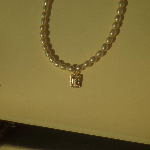 雀说珍珠项链配饰女秋冬轻奢高级感锁骨链新中式锆石方糖吊坠颈链饰品459 商品图3