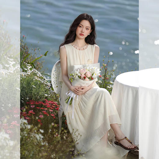 西遇度假风无袖背心裙女2026春季新款设计感小众不规则气质连衣裙E0060180 商品图2