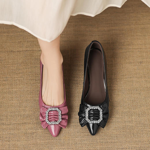 【预售7天】轻奢气质5cm法式水钻方扣尖头浅口单鞋JLY&18-883 商品图1