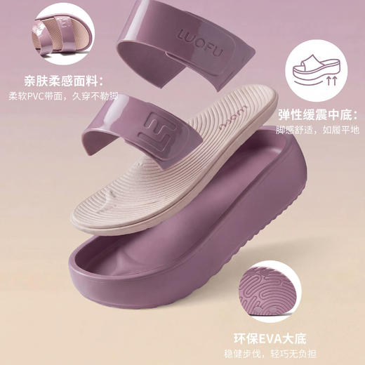 【凉鞋】罗敷凉拖鞋女休闲时尚防滑厚底外穿女士一字拖【E7227】 商品图4