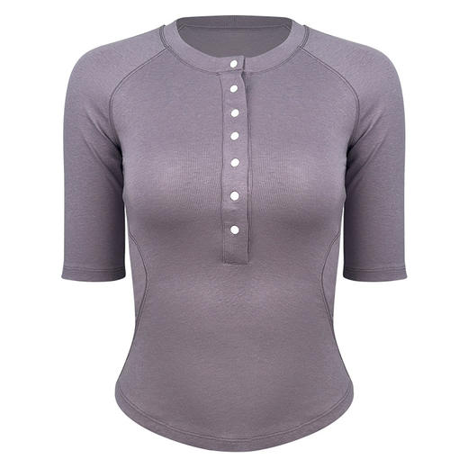 跃牌【周游世界】亨利领半袖T恤修身短款健身运动普拉提上衣TP1031 商品图5