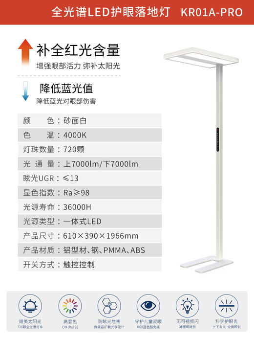 「明亮护眼」开学好礼·开尔全光谱大路灯 学生用护眼灯    瀚哲 商品图4