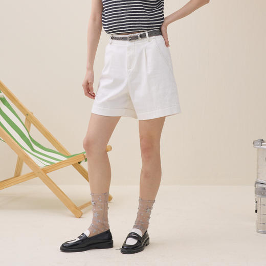 谜底橡筋腰短裤2026年夏季新品舒适弹力棉质百搭裤子女262MK0668 商品图0