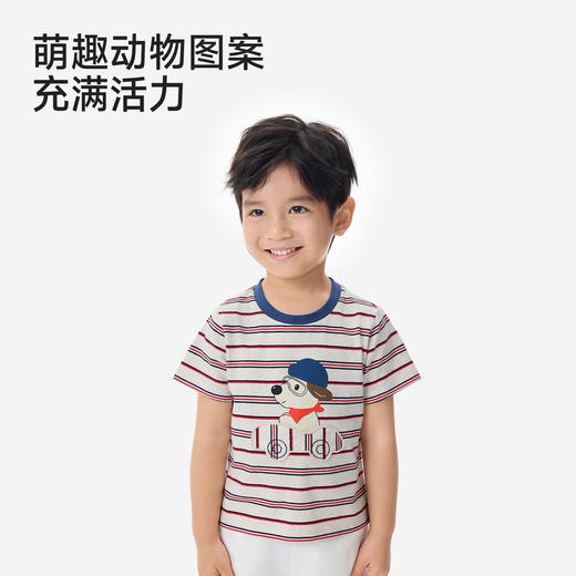 英氏儿童衣服男童夏季百搭短袖圆领T恤纯棉户外休闲套头衫26新款 商品图3