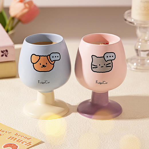 摩登主妇陶瓷马克杯高脚杯家用喝水杯可爱甜品酒杯漂亮杯子咖啡杯 商品图1