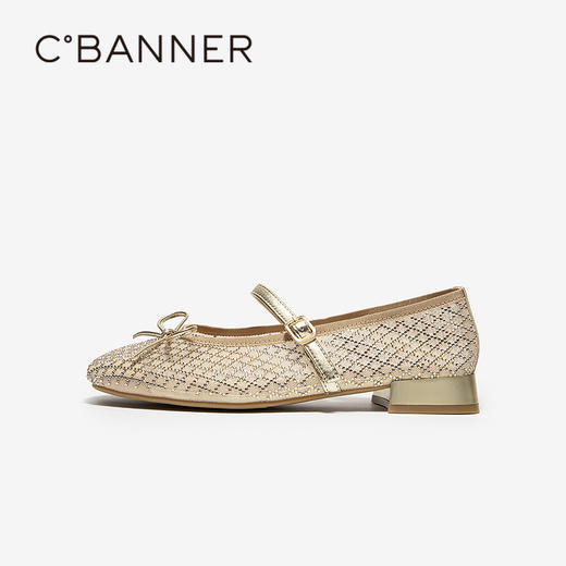 千百度渔网编织玛丽珍鞋女2026夏季新款透气蝴蝶结透气镂空凉鞋A26325201 商品图2