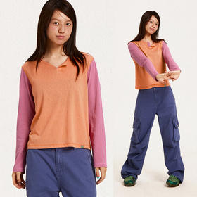 CryingCenter 小亨利领正肩拼色打底衫长袖t恤 女款 哭喊中心