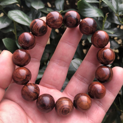 【青山特惠】1.5*15颗海南黄花梨紫油梨满纹水波老料文玩手串h117 商品图4