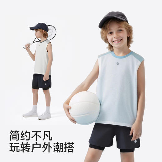 英氏儿童衣服夏季凉感防晒圆领背心男童运动背心休闲上衣26新款 商品图4