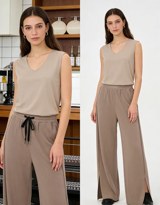 【醋酸砂洗罗纹系列】舒雅女士敞脚口长裤 ，65%再生纤维素纤维35%聚酯纤维  200G  31/27194P 商品图2