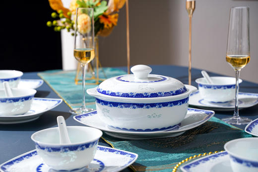 富玉陶瓷 青花玲珑瓷 龙腾盛世餐具 商品图1