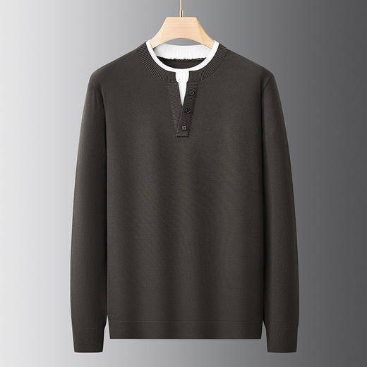 【DDS】大依优型大码男装春季假两件软糯打底衫休闲商务圆领针织衫320斤 商品图1