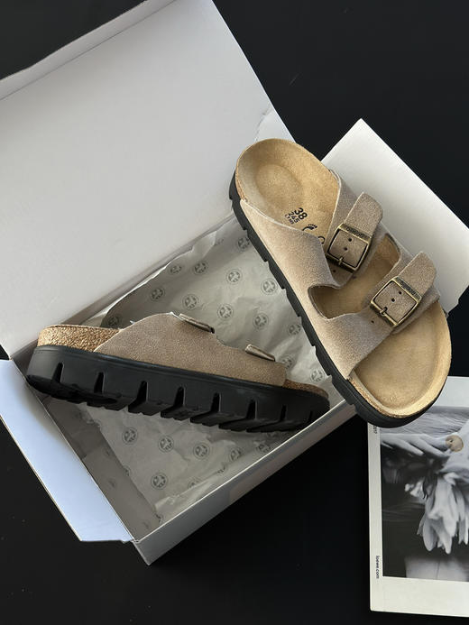 39-9 免带品 勃肯全新papillio系列 软木拼合EVA厚底 双带勃肯拖鞋 准码选 缓震舒适好穿 商品图6