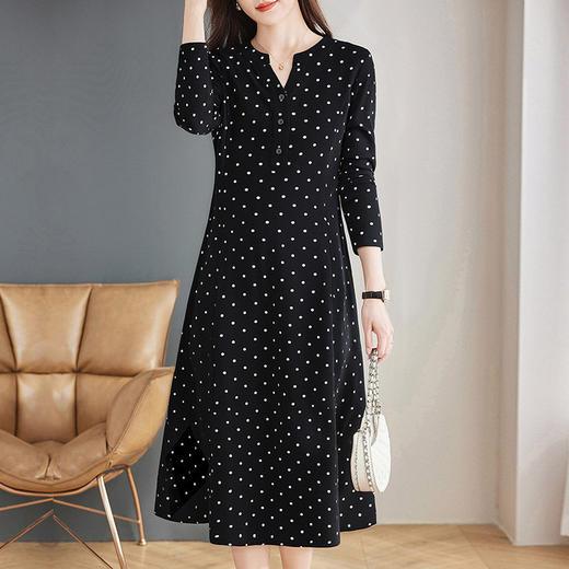 早春波点长袖连衣裙女春装2026新款洋气大码V领女士裙子高级感 商品图2