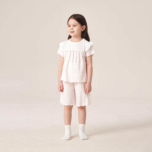 英氏儿童短袖家居服圆领套装女童睡衣 春夏季新款YZJCJ2P015A 商品图3
