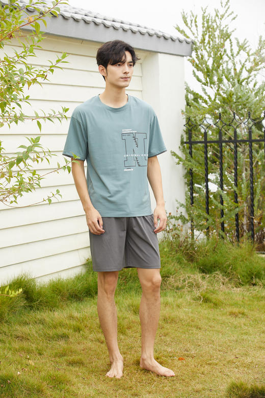 【79元限时秒杀】【秀黛】男圆领字母短袖套装男士夏季睡衣家居服L2550018T【门店同款】【如遇缺货自动退款，介意勿拍】 商品图1