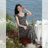 西遇黑色碎花连衣裙女2026年春夏新款v领荷叶边无袖设计感长裙E0060176 商品缩略图3