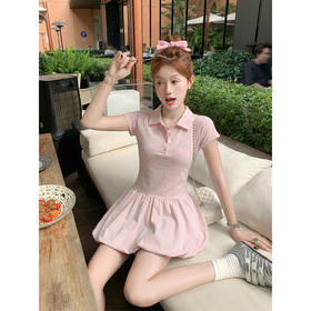 <曾小咸推荐> 韩系刺绣u领短袖连衣裙花苞裙【预售款，预计3-15天！！】