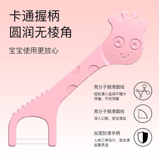 「双线设计！卡通牙线」荣俏儿童卡通小鹿牙线双线拉力细滑护牙线棒便携式袋装宝宝牙线洗护 商品图2