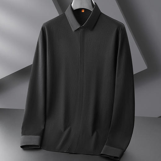 【DDP】大依优型大码男装春季门襟拉链款长袖衬衫无痕商务休闲棉质T恤 商品图1