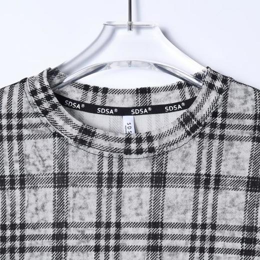 26T103SDSA男装2026新款高贵轻奢简约扎染撞色格纹圆领长袖T恤百搭时尚 商品图2