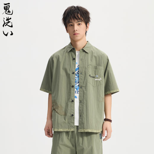 ONIARAI/鬼洗26春夏新品鬼洗常青松宽松刷色短袖衬衫男 B740029 商品图0