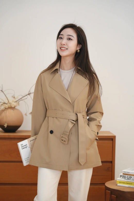 【高品质私服】【IC丝羊毛平纹布双排扣风衣】百搭经典的驼色 满载洒脱时髦N1211-CC【无标出货 介意慎拍】 商品图0