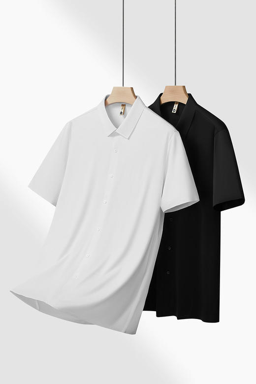 【DG】【莱赛尔棉】大依优型大码男装夏季亚麻纯色衬衫短袖商务休闲T恤 商品图5