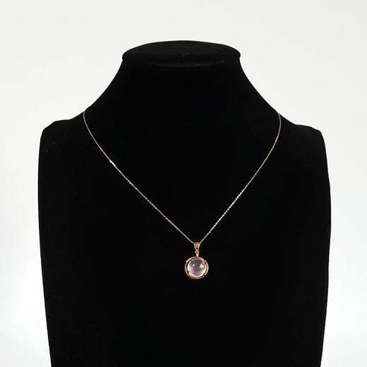 【天然正品】中国黄金AU750黄金镶钻镶天然7.544克拉蛋面星光芙蓉石吊坠项链280226NJT18 商品图5