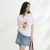 西遇白色短袖T恤女2026年春季新款休闲圆领半袖印花宽松上衣E0060174 商品缩略图2