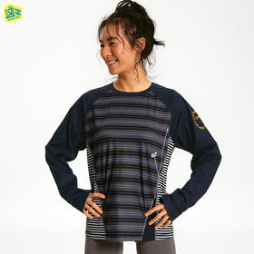 CryingCenter 条纹拼接撞色宽松透气速干跑步训练运动长袖上衣T恤