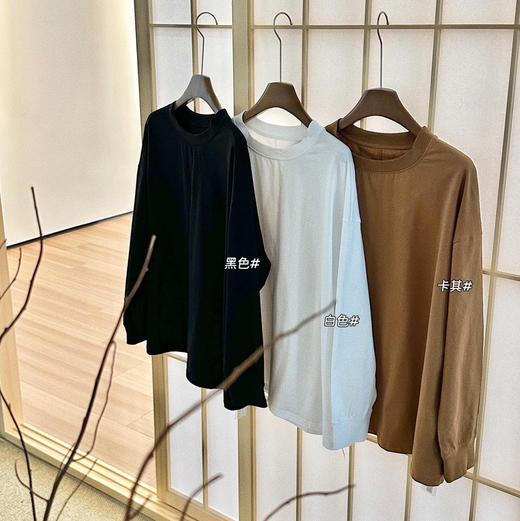 宽松The Ro*w后拼缝长袖打底t恤 商品图0