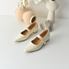 经典鲨2026年春专柜新款复古牛皮革3.5cm粗跟气质浅口单鞋女KW117-617011 商品缩略图2