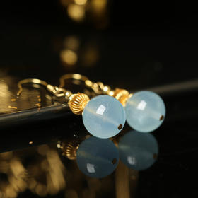 【祈愿吉品】海蓝宝耳饰耳环高级气质新款精致水晶