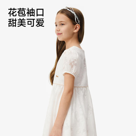 英氏儿童裙子女童夏季短袖圆领休闲连衣裙女宝26新款公主裙小白裙 商品图4
