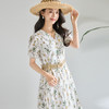 「高货sh」全新升级【铂金会员266/天猫359/差价93】(05358)洛诗琳气质泡泡袖碎花连衣裙2026新款V领收腰中长A字裙女 商品缩略图1
