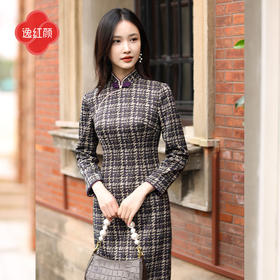 逸红颜《静禾》 2026春装新品针织印花小香风旗袍复古民国女
