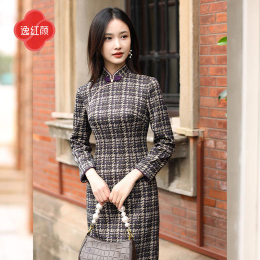 逸红颜《静禾》 2026春装新品针织印花小香风旗袍复古民国女 商品图0